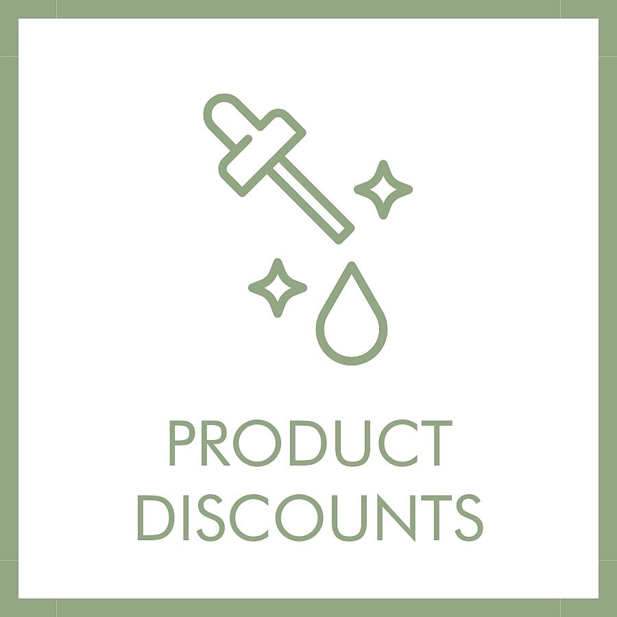Product discounts with dropper and sparkles icon