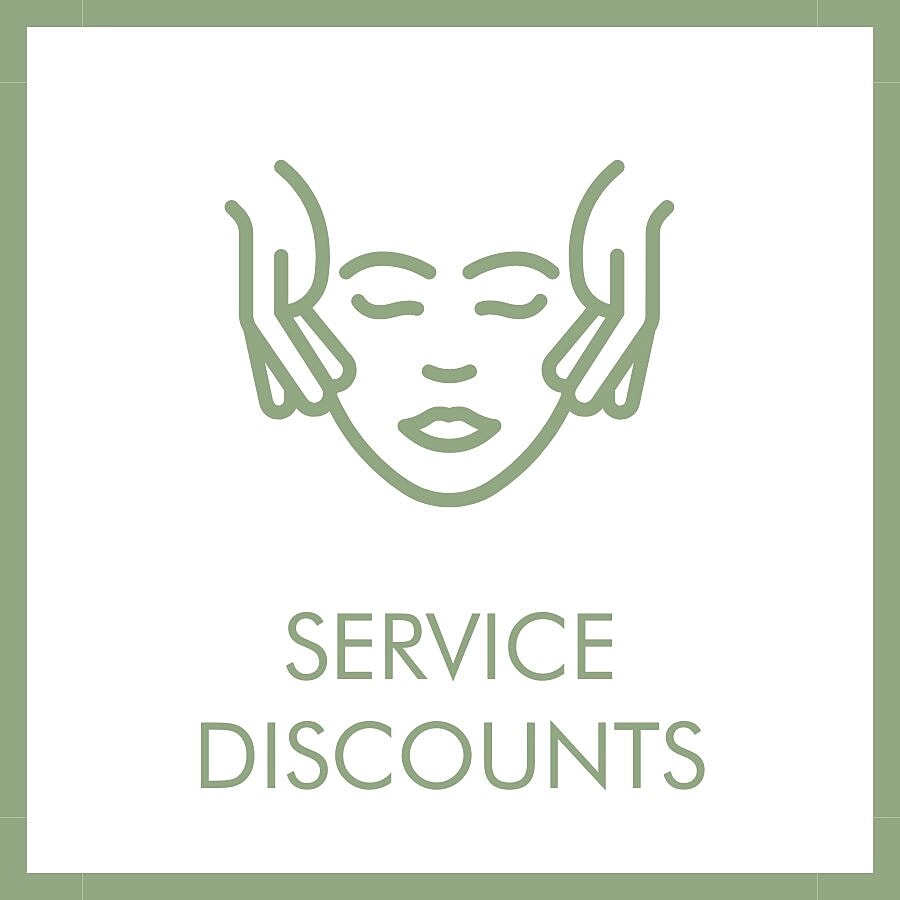 Spa service discounts and promotions graphic.